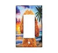 Housse d'interrupteur décorative amusante en forme de chien doré à 1 voie, plaque murale brodée motif chien de plage, taille standard, plaque frontale électrique pour chambre à coucher, salon