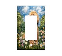 Housse d'interrupteur décorative amusante en forme de chien gribouillage doré à 1 voie, plaque murale à bascule simple, marguerite printanière, taille standard, plaque frontale électrique pour chambre