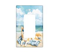 Housse d'interrupteur décorative amusante en forme de chien Shiba Inu à 1 voie, couverture murale d'été aquarelle chien, taille standard, plaque frontale électrique pour chambre à coucher, salon