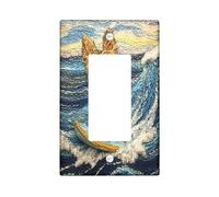 Housse d'interrupteur décorative amusante en forme de chien yorkshire à bascule unique, broderie estivale, couverture murale en forme de chien de surf, taille standard, plaque frontale électrique pour