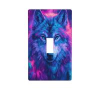 Housse d'interrupteur fantaisie loup néon à bascule unique pour cuisine, ferme, chambre à coucher, salle de bain