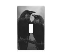 Housse d'interrupteur gothique avec deux corbeaux sur une branche - Plaque murale décorative pour cuisine, ferme, chambre à coucher, salle de bain