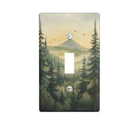 Housse d'interrupteur motif de montagne et coucher de soleil, motif nature sauvage beige doux pour décoration d'intérieur, plaque murale en thermoplastique, taille standard à bascule simple