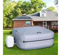 Housse d'isolation de baignoire pour jacuzzi carré de 180 cm avec quatre boucles réglables, deux cordons de serrage, ouverture circulaire du tuyau et couverture complète