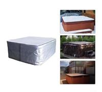 Housse d'isolation thermique pour spa en tissu Oxford 210D, résistant aux intempéries, avec porte d'accès et verrous en D pour jacuzzi extérieur, argenté (200 x 200 x 85 cm), 200 x 200 x 85 cm