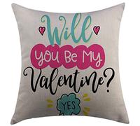 Housse d'oreiller Citation Veux-Tu Être Ma Question Et Ma Réponse Positive Coeurs Joyeux Roses Et Noirs Housses De Coussin Decoratif Taie d'oreiller pour Patio 45X45 Cm