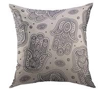 Housse d'oreiller Fleur D'Asie Dessinée À La Main Symbole Hamsa Aura Abstraite Taie d'oreiller Luxe Taie Coussin pour Extérieur Jardin 45X45 Cm