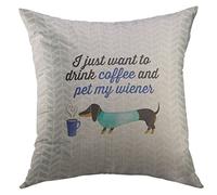 Housse d'oreiller Je Veux Juste Boire du Café Et Caresser Ma Saucisse (Bleue) Taies Oreiller Luxe Taie d'oreiller pour Canapé 45X45 Cm