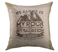 Housse d'oreiller Lettrage Lui Seul Est Mon Rocher, Forteresse du Salut, Je Ne Serai Pas Grandement Ébranlé, Psaume Taie Coussin Lavable Taie d'oreiller pour Canapé 45X45 Cm