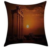 Housse d'oreiller Monuments Antiques De l'empire Romain Antique, Colonnes, Statues avec Image du Soleil Jaune Taies Oreiller Decoratif Housses De Coussin pour Canapé 45X45 Cm