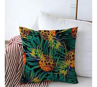 Housse d'oreiller Motif D'Ananas sur Un Arbre, Feuilles De Palmier Mûres, Plante Comestible, Illustration Botanique Taies Oreiller Moderne Housses De Coussin 45X45 CM
