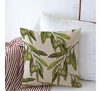 Housse d'oreiller Olives, Fruit Méditerranéen, Plante Comestible, Aliments Naturels, Boisson, Design, Motif, Sain, Vert Housses De Coussin Lavable Taie d'oreiller 45X45 CM