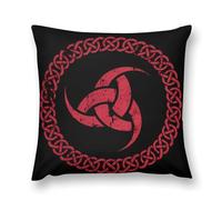 Housse D'oreiller Viking - Design de la Mythologie Nordique avec Runes, Guerriers Nordiques et Symboles, Parfait pour le Canapé, la Chambre À Coucher, Amovible et Lavable(Horn of Odin C,61 x 61CM)