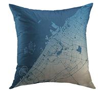 Housse d'oreiller Voir La Carte Bicolore De La Ville Noire De Dubaï, Contour Prêt pour Le Changement De Couleur, Antenne Satellite Blanche Taies Oreiller Moderne Housses De Coussin 45X45 Cm