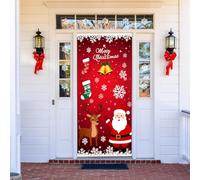 Housse élastique de porte d'entrée de Noël, 91 x 2,1 m, housse de porte d'entrée de Noël pour portes d'entrée, décoration de vacances d'hiver amusante pour intérieur/extérieur, cuisine, rouge _ L
