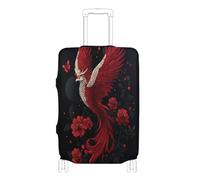 Housse élastique pour bagages anti-rayures - Accessoires de voyage - Convient aux bagages de 45,7 à 81,3 cm, phénix rouge style peinture chinoise, L 26-28 in
