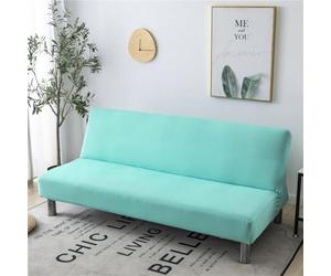 Housse élastique Pour Canapé-lit 1/2/3/4 Places Solid Colour Housse De Canapé Lit Sans Accoudoir, Housse De Futon Antidérapante Housse De Canapé Pliant Sans Accoudoir (Azul Cielo,M(150-190CM))