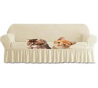 Housse élastique pour canapés 2 à 4 places, jupe à volants, tissu extensible, doux et universel, antidérapant, housse de protection en fourrure - Couleur : #2