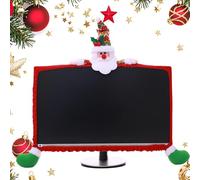 Housse élastique pour écran d'ordinateur - Motif Père Noël, bonhomme de neige et renne - Tissu fait main pour écrans de 48,3 à 68,6 cm - Décoration de Noël de bureau (Père Noël)