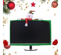 Housse élastique pour écran d'ordinateur - Motif Père Noël, bonhomme de neige et renne, tissu fait main pour écrans de 48,3 à 68,6 cm, décoration de Noël de bureau (bonhomme de neige)
