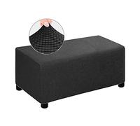 Housse élastique rectangulaire pour ottomane - Housse anti-poussière amovible pour repose-pieds et poufs - Protection de canapé et pouf - Noir
