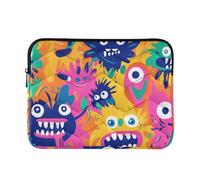 Housse élégante pour ordinateur portable de 13 à 14 pouces avec fermeture éclair, motif monstres mignons et amusants avec fermeture éclair, pour homme et femme