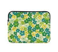 Housse élégante pour ordinateur portable de 13 à 14 pouces - Petites fleurs vertes et jaunes - Pour homme et femme