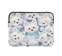 Housse élégante pour ordinateur portable de 15 à 16 pouces avec fermeture éclair - Motif renard mignon - Blanc