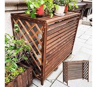 Housse en bois pour climatiseur et brise-vue - Cadre en bois massif pour unités de climatisation, présentoir pour plantes et poubelle d'extérieur