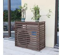 Housse en bois pour climatiseur - Support extérieur et floral, protection essentielle pour climatiseur, finition marron durable pour climatiseurs mobiles, élégante et fonctionnelle.