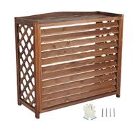 Housse en bois pour unité de climatisation extérieure, design sans creusement, 4 panneaux, convient aux climatiseurs (marron, 114,3 x 63,5 x 94 cm) - Décoration de jardin élégante