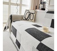 Housse en chenille de luxe en forme de U pour canapé 14 places, multi-usages pour fauteuil et canapé, 180 x 460 cm, noir élégant