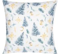 Housse en coton - Noël - 40x40 cm - Blanc,Bleu,Or