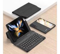 Housse en cuir avec clavier Bluetooth pour Sa_msung Galaxy Z Fold 4, housse de protection avec fente pour stylet et protection d'écran intégrés (grain)
