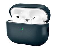 Housse en Cuir pour AirPods Pro 2 2022, Housse en Cuir résistant aux Chocs ICARERFAMILY Premium pour Apple AirPods Pro 2 2022 Headset Recharge (LED Visible) Support Chargeur sans Fil-Bleu