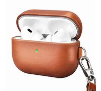 Housse en Cuir pour AirPods Pro 2 2022, Housse en Cuir résistant aux Chocs ICARERFAMILY Premium pour Apple AirPods Pro 2 Headset Recharge Mit Loch (LED Visible) Support Chargeur sans Fil-Marron