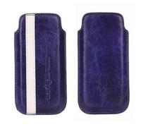 Housse en cuir pour iPhone 4 4s bleu blanc taille M