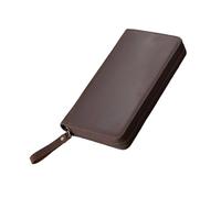 Housse en cuir pour ordinateur portable avec fermeture éclair et 3 emplacements pour stylo pour planificateur de 18 x 9 cm, étui de protection en cuir vintage