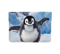 Housse en cuir pour ordinateur portable de 13 pouces avec imprimé extraterrestre vert pour voyage, travail, affaires, Adorables pingouins qui prennent des photos., Taille unique
