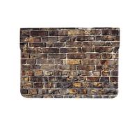 Housse en cuir pour ordinateur portable de 13 pouces avec imprimé fleur de lotus et libellule pour les voyages, le travail, les affaires, Fond mural de briques industrielles, Taille unique