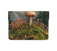 Housse en cuir pour ordinateur portable de 13 pouces avec motif de coucher de soleil et de plage en noix de coco pour voyage, travail, affaires, Champignon sauvage., Taille unique