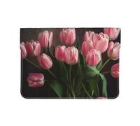 Housse en cuir synthétique pour ordinateur portable 13 pouces, imperméable, résistante aux chocs, housse de transport légère motif tulipes roses