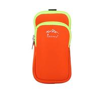 Housse en néoprène avec double fermeture éclair pour téléphone portable Vert, Orange L, L, comme description