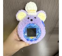 Housse en peluche crochetée compatible avec Tamagotchi Paradise offrant une protection discrète et un transport facile (souris violette)