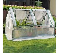 Housse en polyéthylène pour serre avec volet roulant et fermeture éclair pour utilisation en extérieur en hiver, convient pour plantes et fleurs, raccord de tuyau en fer de 16 mm