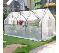 Housse en polyéthylène pour serre avec volet roulant et fermeture éclair pour utilisation en extérieur en hiver, convient pour plantes et fleurs, raccord de tuyau en fer de 16 mm