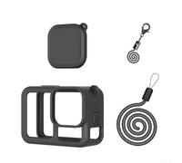 Housse en silicone avec cordon et bouchon d'objectif de protection pour GoPro Hero13 Noir