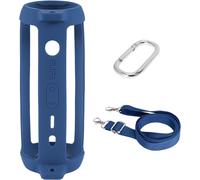 Housse en Silicone Compatible Speaker Case pour JBL Flip 6 Enceinte Bluetooth Portable.Comprendre Mousqueton à Crochet +Bandoulière +Silicone(Haut-Parleur Non Inclus) (Rouge)