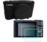 Housse en silicone + film protecteur d'écran pour appareil photo numérique Canon PowerShot SX740 / SX730 (pour accessoires), HUIPUXIANG SX740 Coque souple en caoutchouc avec protection d'objectif