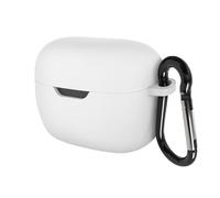 Housse en Silicone Geekria Compatible avec JBL Tune Beam True Wireless, Coque de Protection avec Crochet de Porte-clés, Port de Charge Accessible (Blanc)